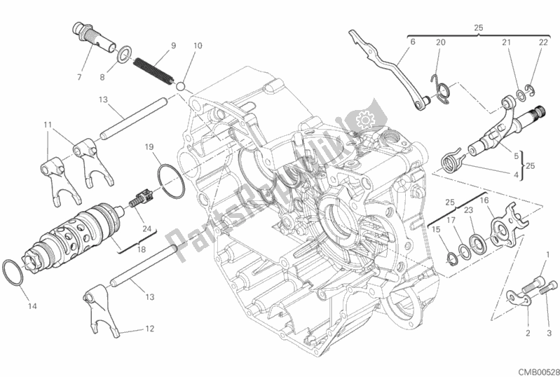 All parts for the Shift Cam - Fork of the Ducati Hypermotard 950 2019